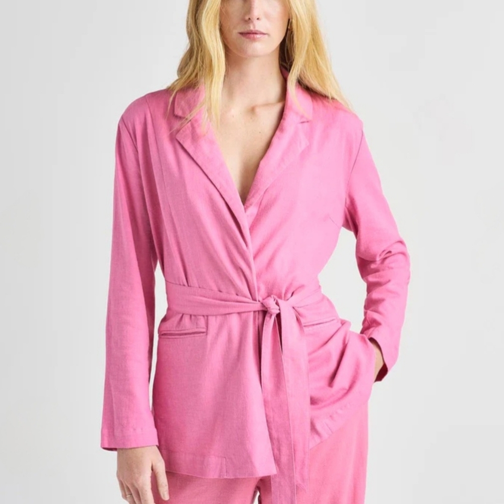 Splendid Stella Pink Career Casual Linen Blend Blazer NWT Medium